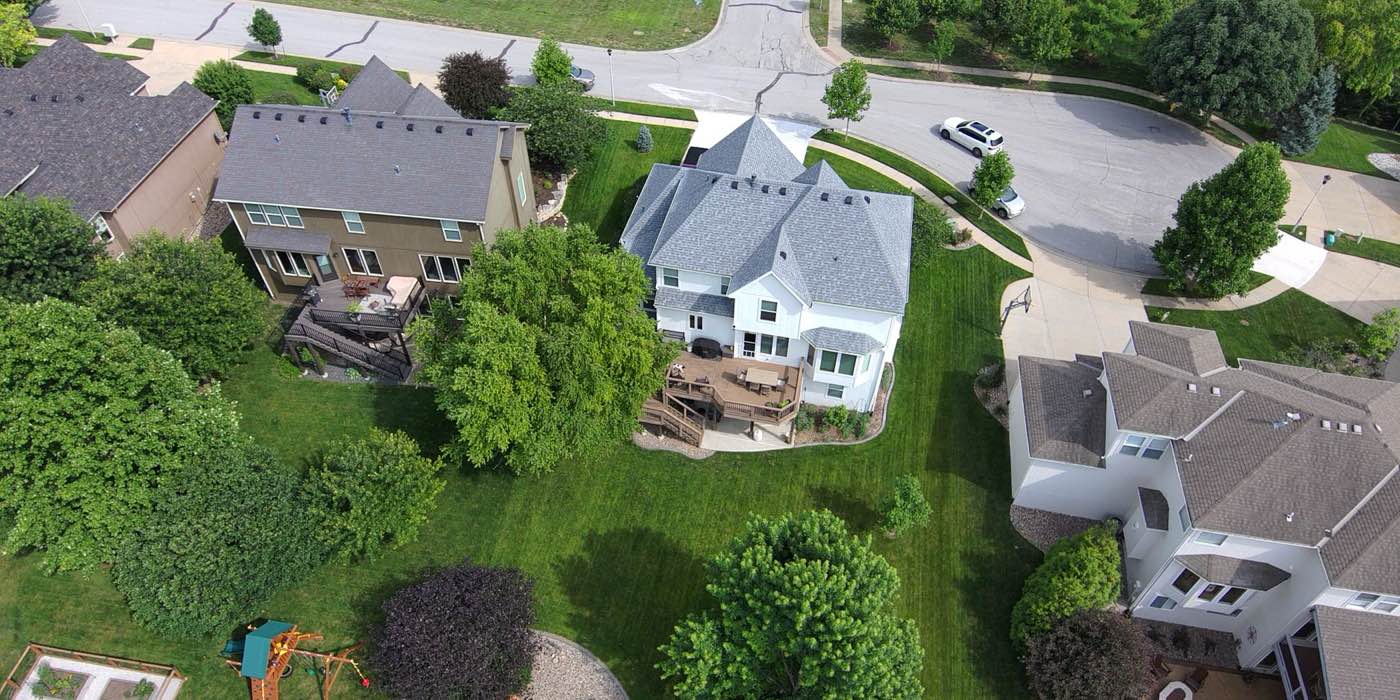 Residential neighborhood backyards in Saginaw County, Michigan